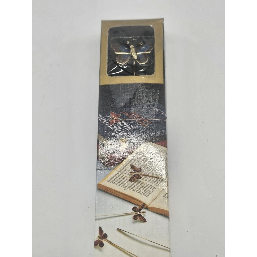 Vintage Mark The Place Brass Plated Bookmark Enameled Butterfly 5 3/4" Long